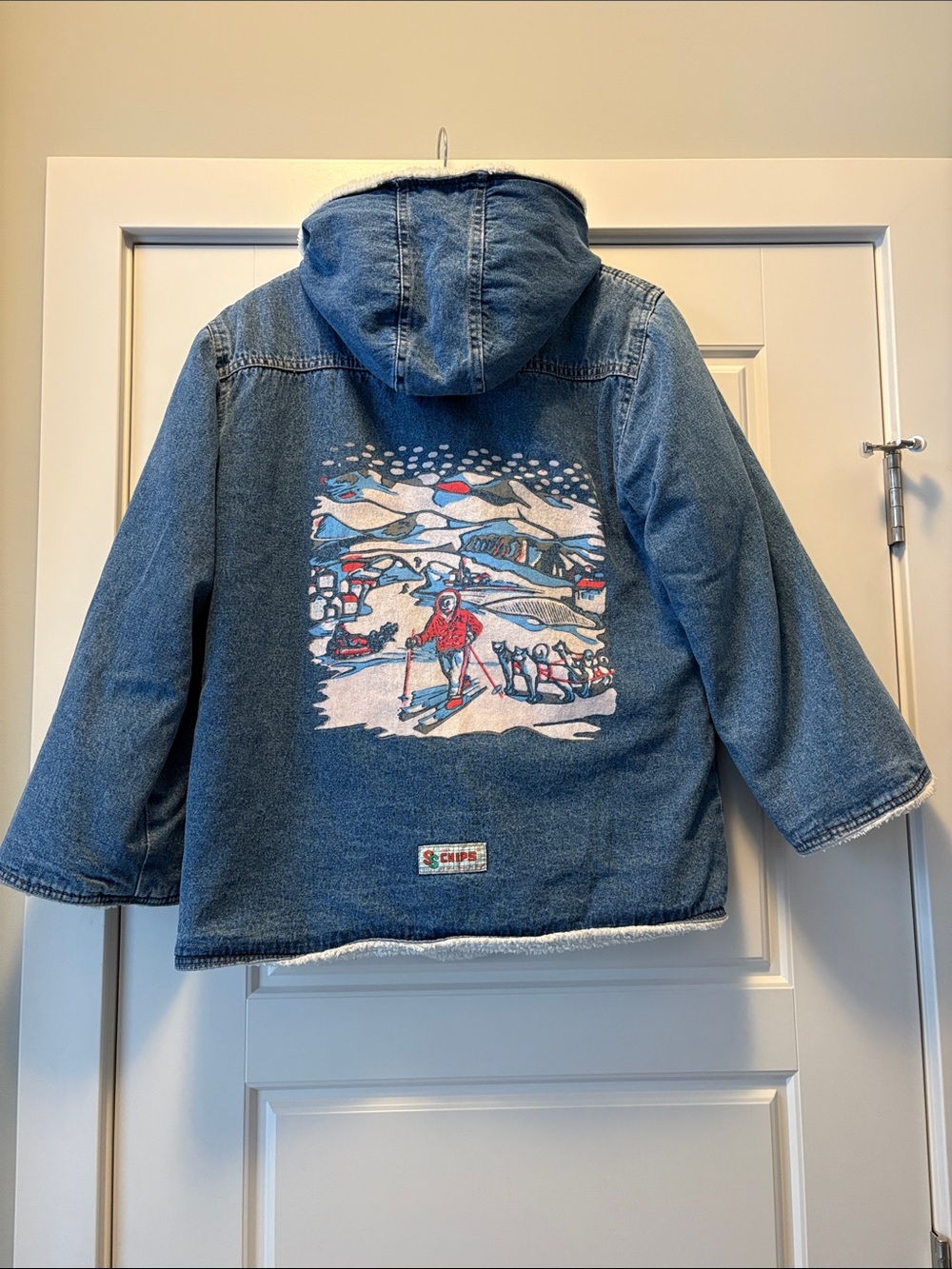 SUPER RARE VINTAGE SCHIPS Made in Italy Denim Sherpa Toggle Coat size M. - Picture 14 of 16